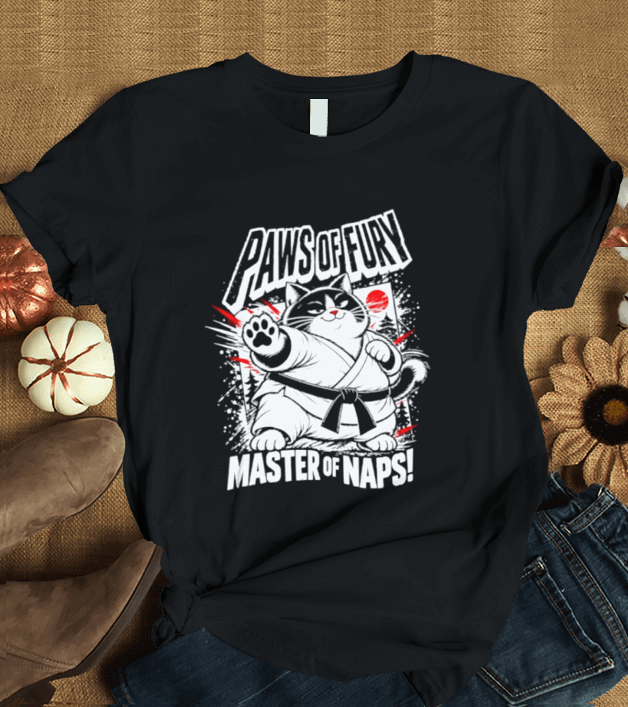 Paws Of Fury Karate Cat Master Of Naps Relaxation Expert T-Shirt