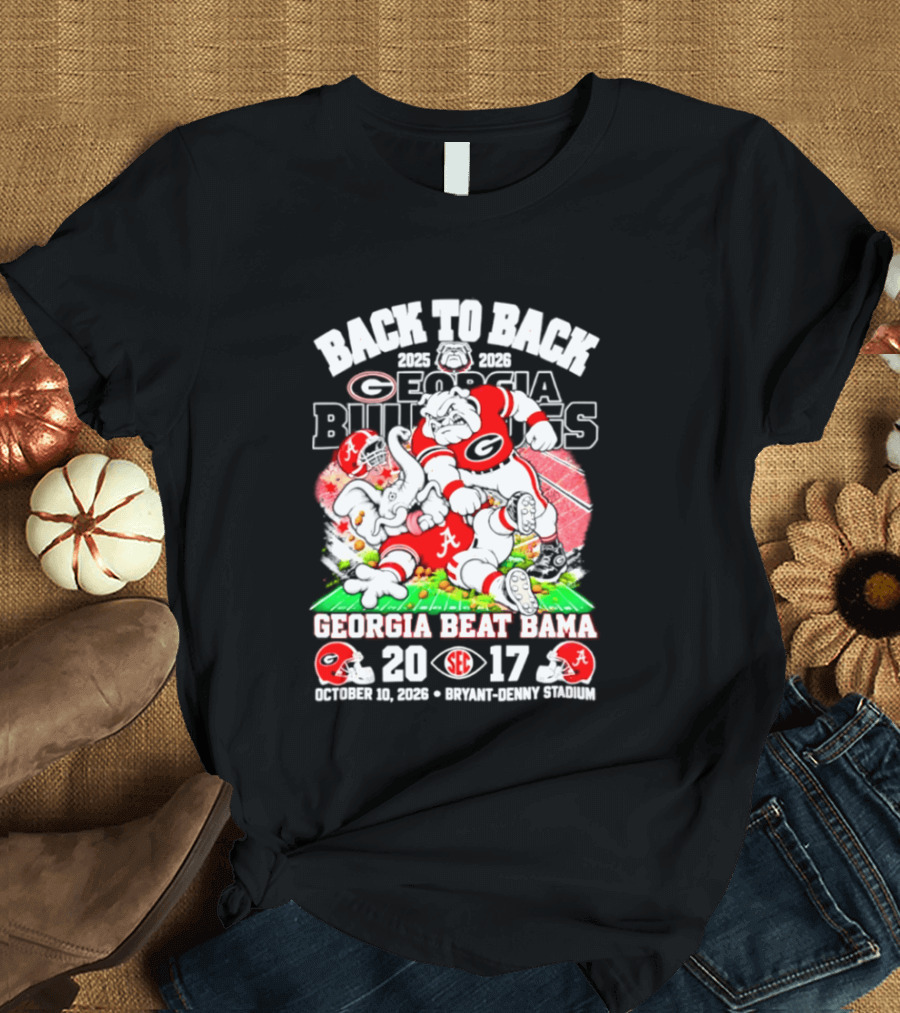 Back To Back Georgia Bulldogs Beat Bama 20 17 October 31 2026 Sanford Stadium T-Shirt