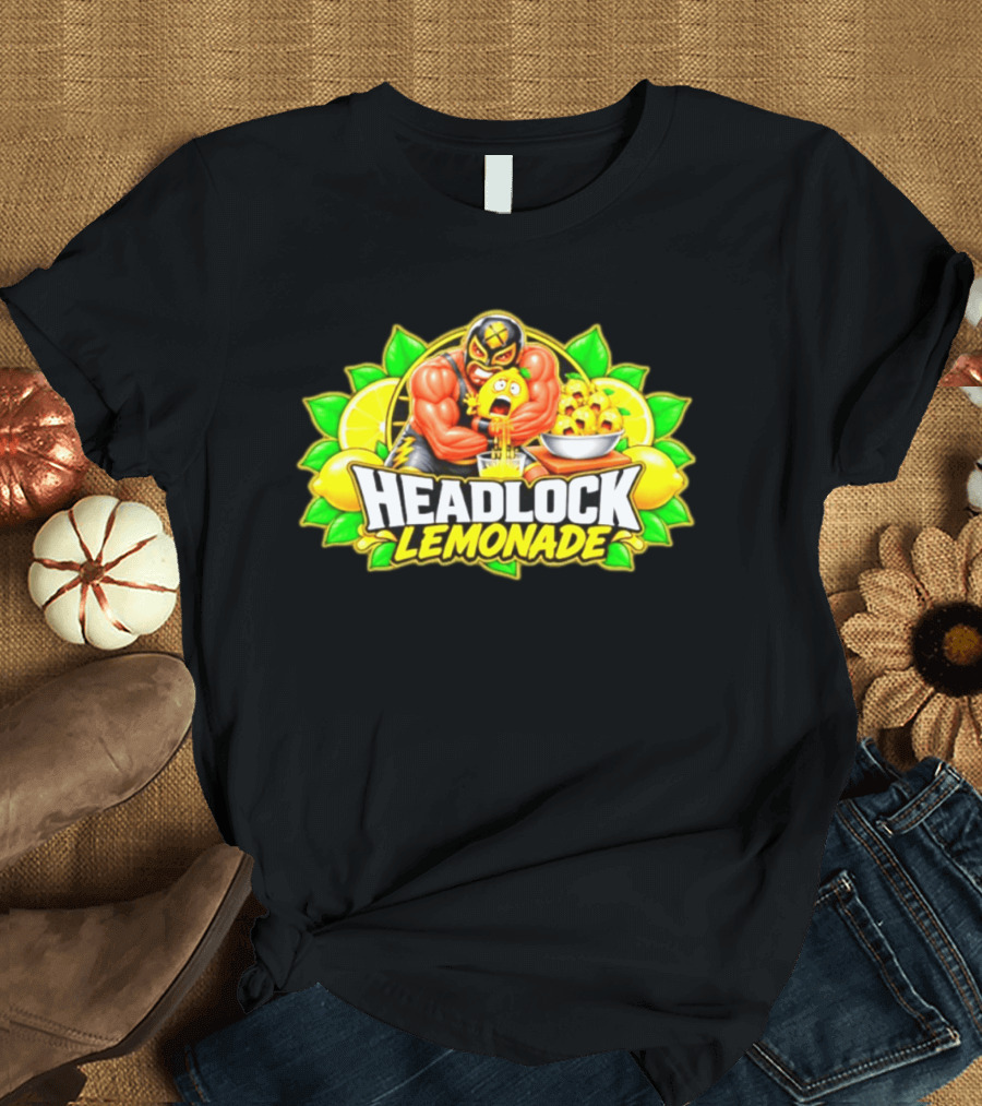 Headlock Lemonade Luchador Squeezing Lemons Cartoon T-Shirt