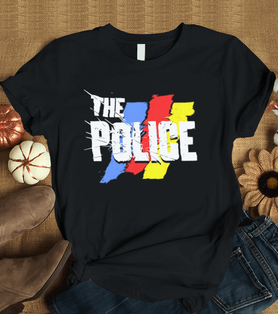 The Police Band Logo With Colorful Stripes T-Shirt