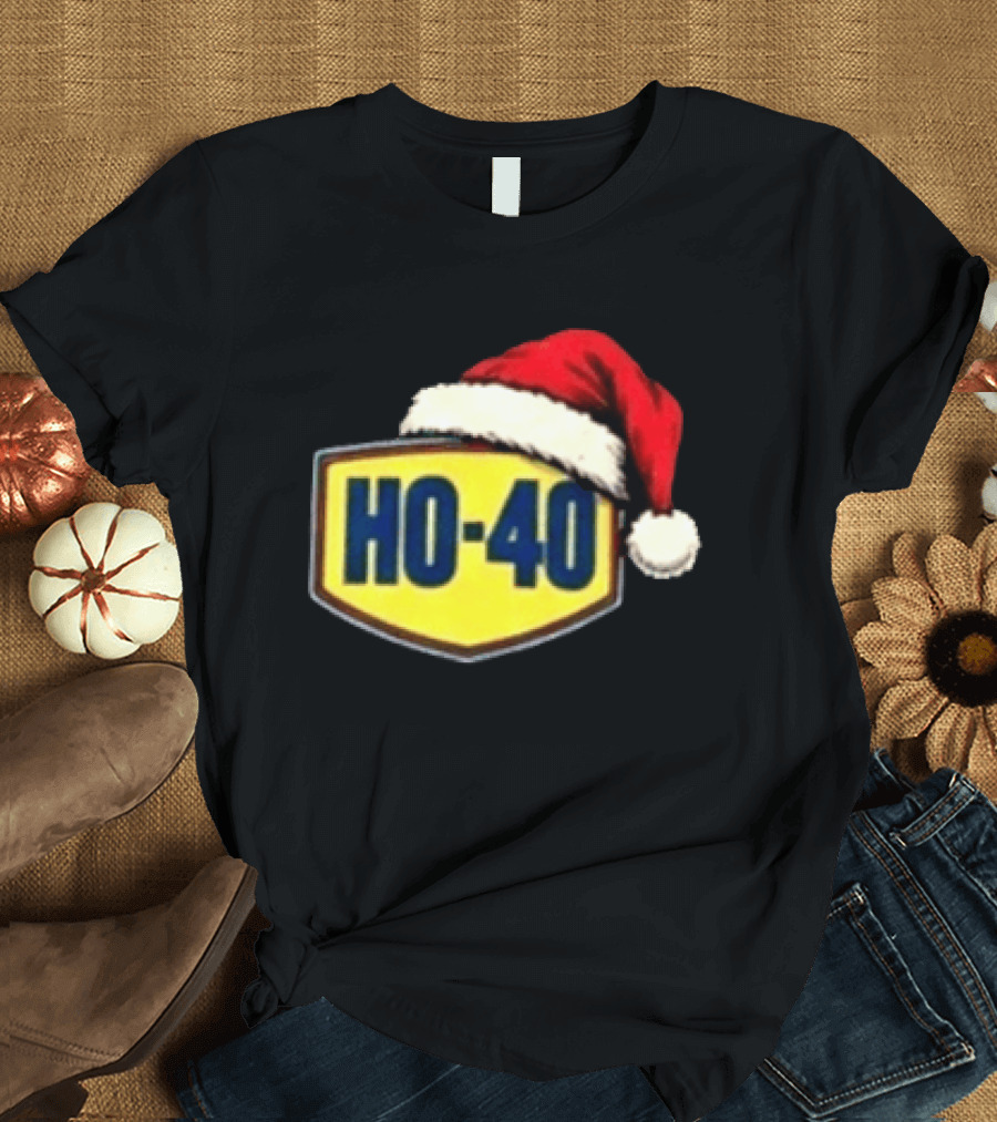 HO 40 Santa Hat Christmas Humor For Mechanic Enthusiasts T-Shirt