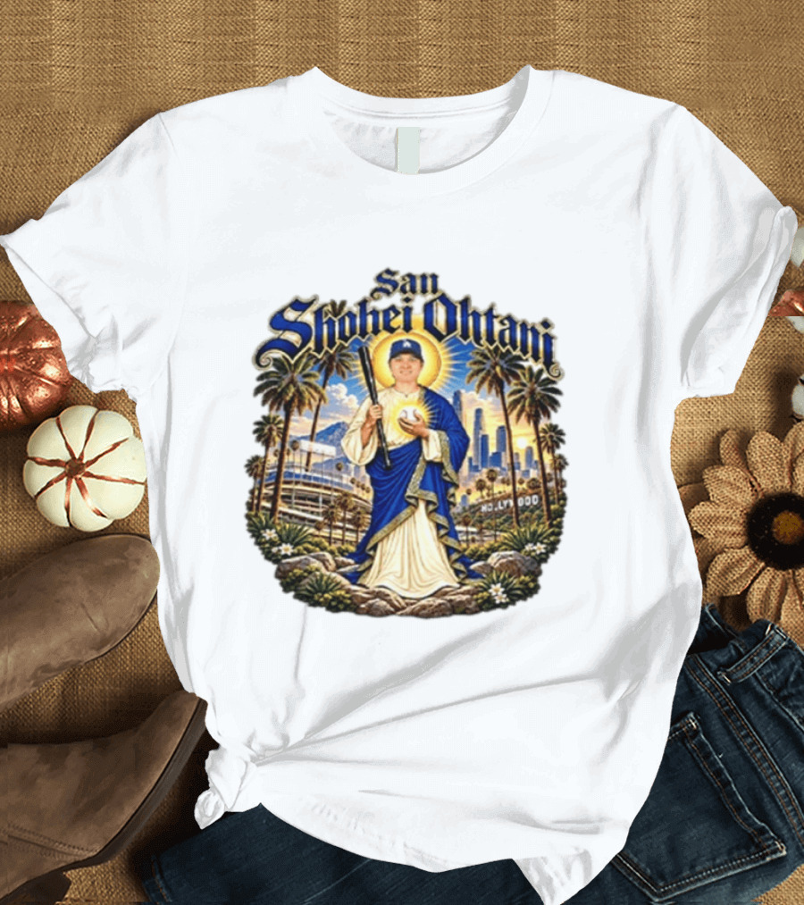 San Shohei Ohtani Los Angeles Baseball Holy Wood Stadium Cityscape T-Shirt