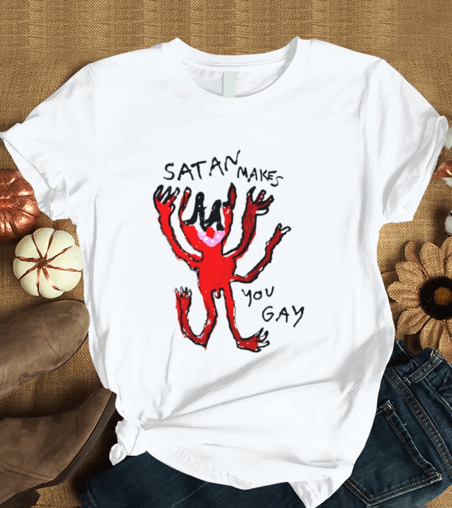 Satan Makes You Gay Devil Six Armed Creature T-Shirt