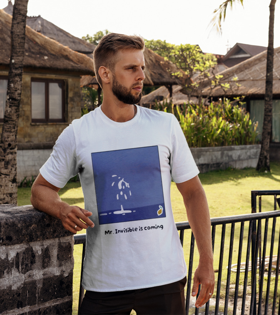 Mr Invisible Is Coming Humor Minimalist Playful Splash T-Shirt