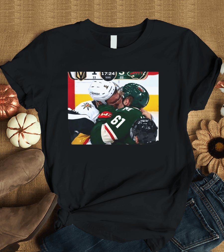 Lorenz And Lauzon Kissing Fight Vegas Golden Knights Minnesota Wild NHL Hockey T-Shirt