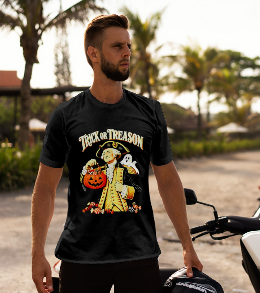 George Washington Trick Or Treason Halloween 2026 Pumpkin Ghost Candy T-Shirt
