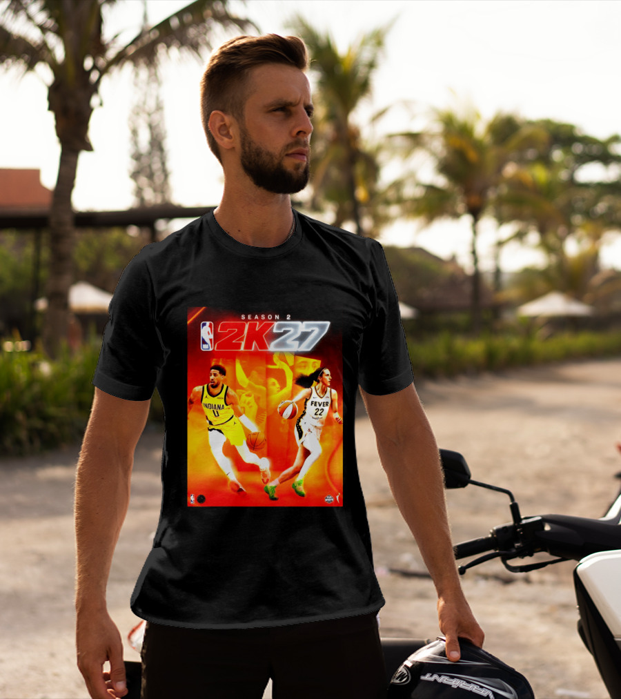 NBA 2K27 Season 2 Tyrese Haliburton Indiana And Caitlin Clark Fever Cover Athletes T-Shirt