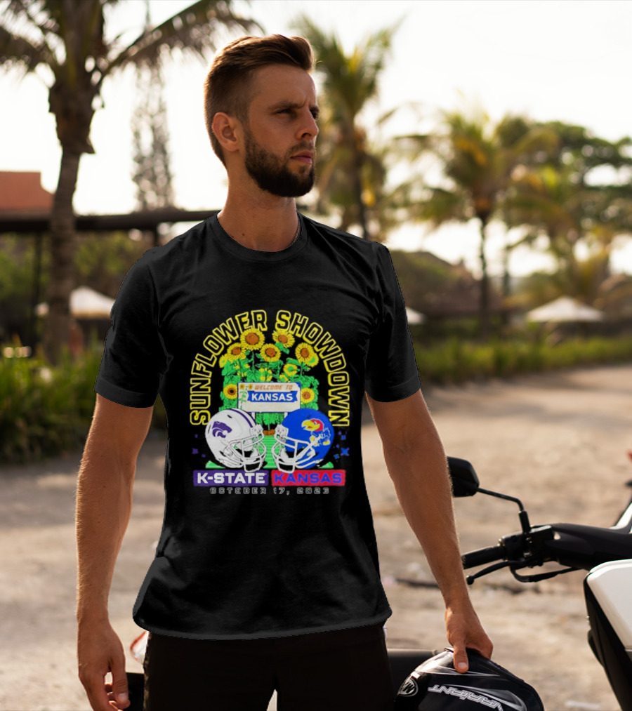 Sunflower Showdown K State Wildcats Vs Kansas Jayhawks October 17 2026 Welcome To Kansas Rivalry T-Shirt