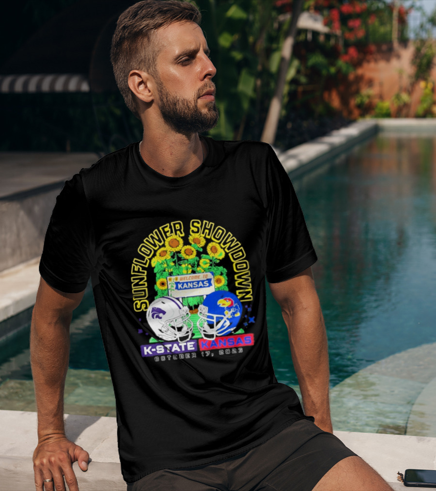 Sunflower Showdown K State Wildcats Vs Kansas Jayhawks October 17 2026 Welcome To Kansas Rivalry T-Shirt