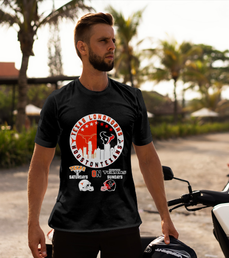 Texas Longhorns Houston Texans Saturdays Sundays Football Helmet T-Shirt