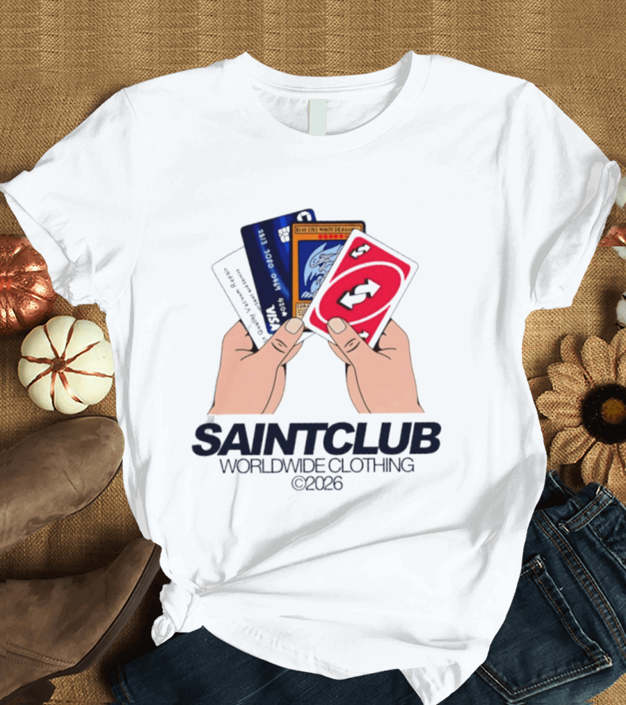 Blue Eyes White Dragon Uno Card Saintclub Worldwide Clothing 2026 T-Shirt