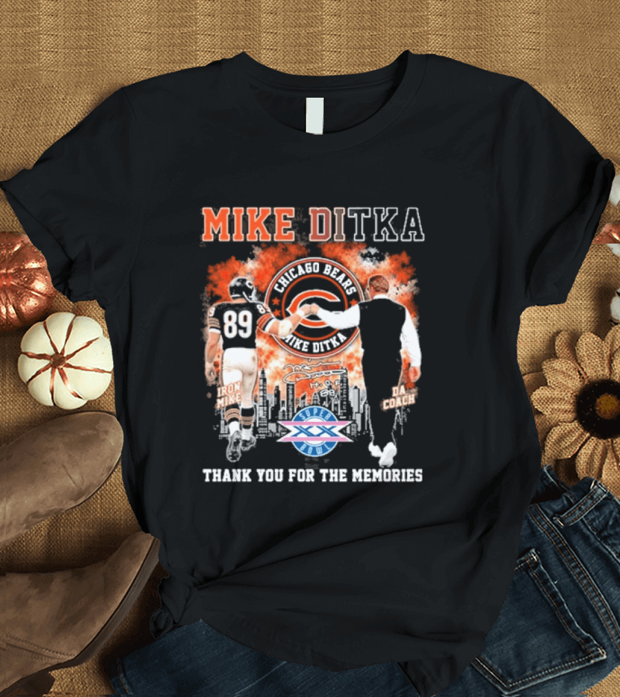 Mike Ditka Iron Mike Da Coach Super Bowl Fist Bump Thank You For The Memories T-Shirt