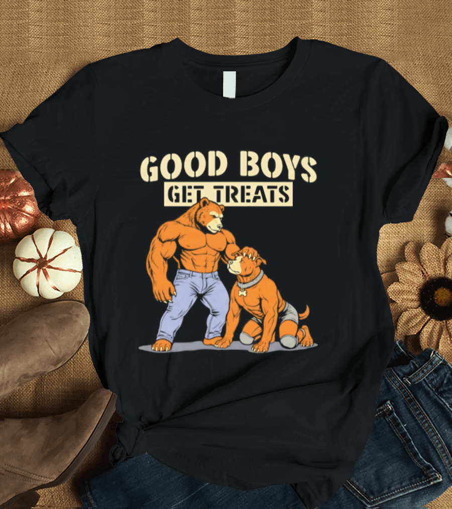 Good Boys Get Treats Pitbull Bear T-Shirt