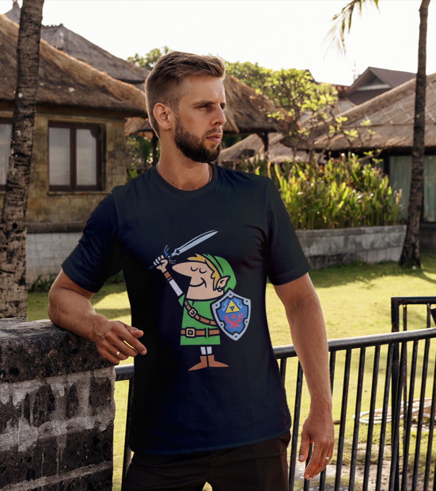 Little Caesars Link Green Zelda Shield Sword T-Shirt