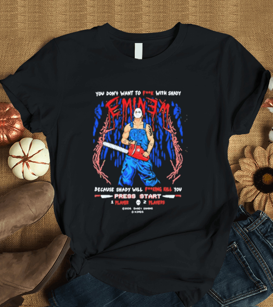 Eminem Chainsaw Gaming Press Start Nerds Collaboration T-Shirt
