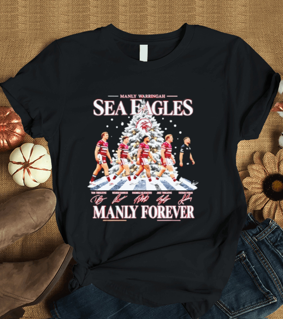 Manly Warringah Sea Eagles Manly Forever Christmas 2026 Players Signatures T-Shirt