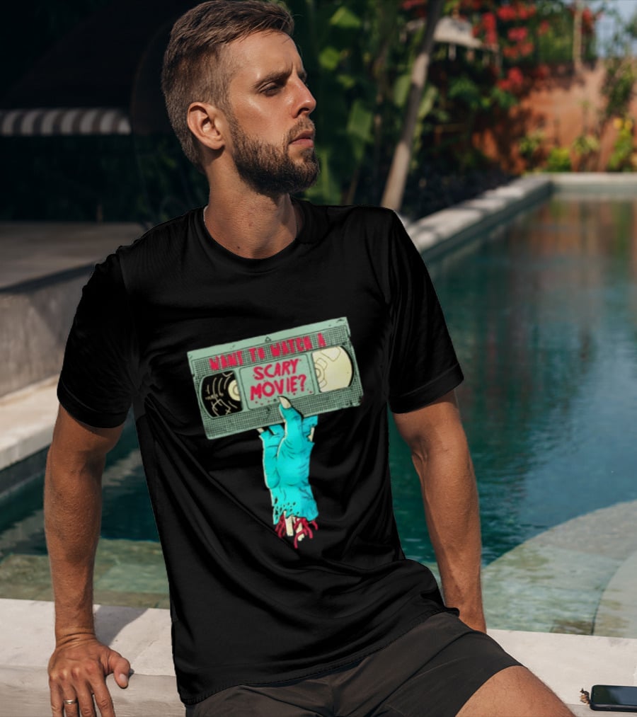 Want To A Scary Movie VHS Horror Hand T-Shirt