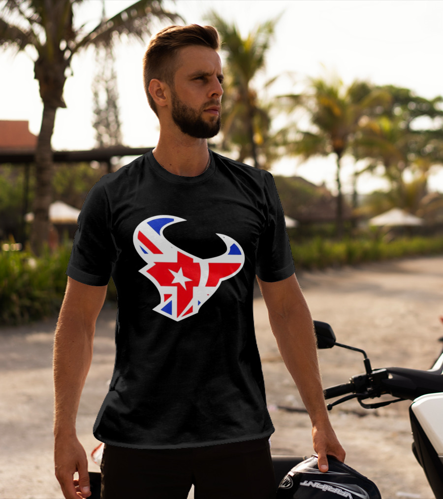 Texans British Flag Bullhead Symbol UK Team Profile T-Shirt
