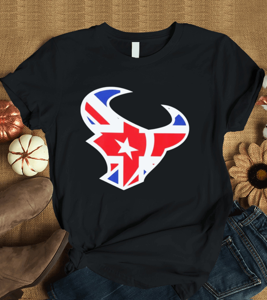 Texans British Flag Bullhead Symbol UK Team Profile T-Shirt