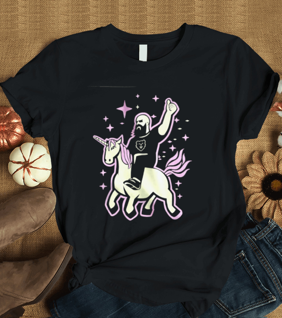 Mythic Unicorn Wrangler Bearded Man Riding Magic T-Shirt