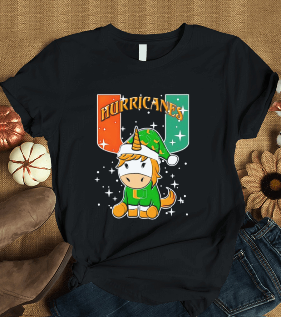 Unicorn Miami Hurricanes NCAA Christmas 2026 T-Shirt