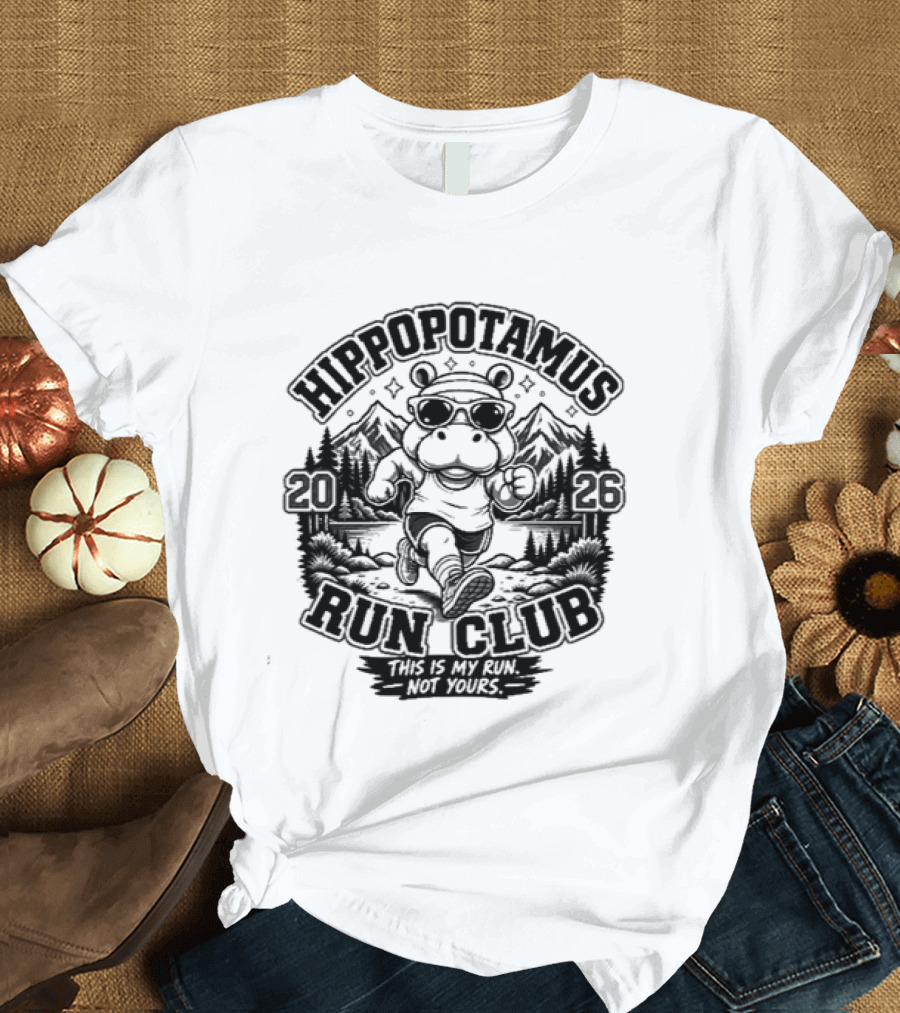 Hippopotamus Run Club 2026 Marathon Adventure T-Shirt