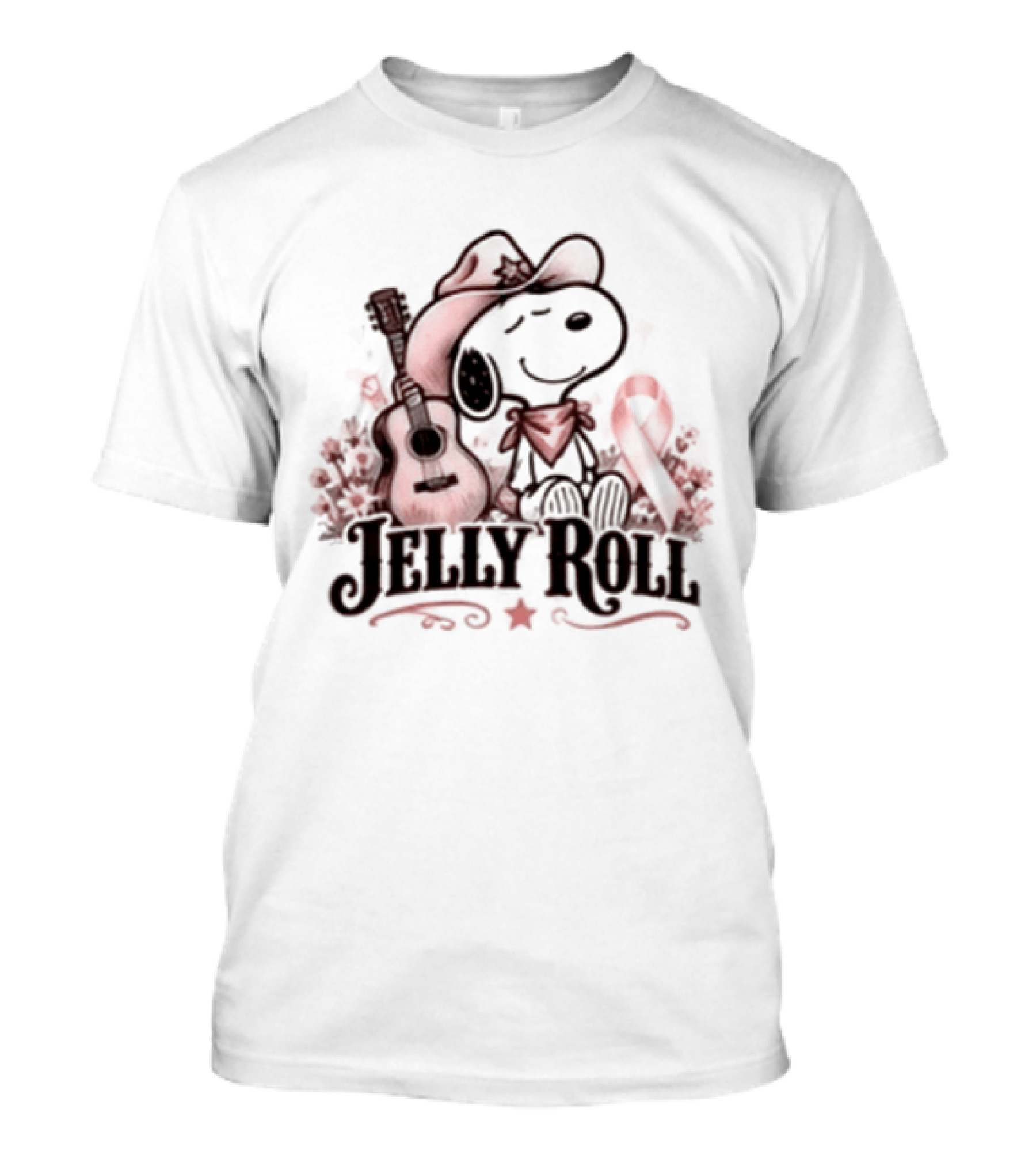 Jelly Roll Snoopy Cowboy Hat Red Awareness Ribbon T-Shirt