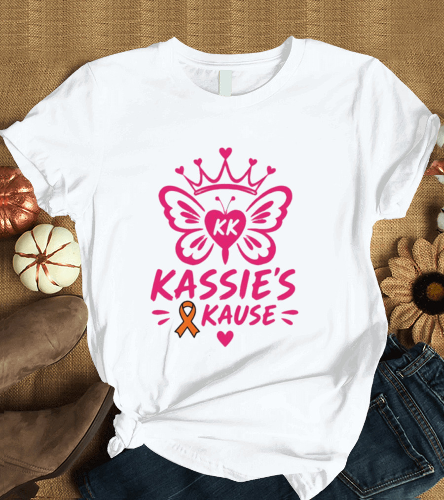 Kassie's Kause KK Butterfly Crown Orange Awareness Ribbon T-Shirt