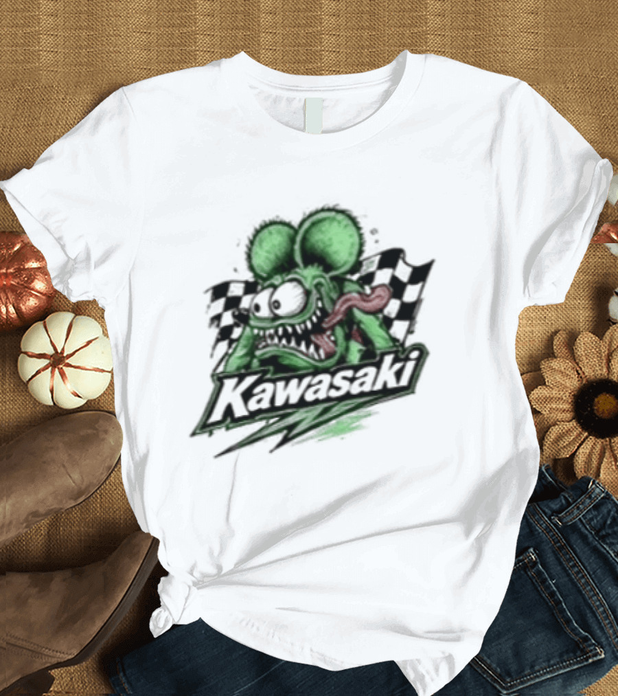 Kawasaki Racing Rat Fink Ninja For Sport Bike Enthusiasts T-Shirt