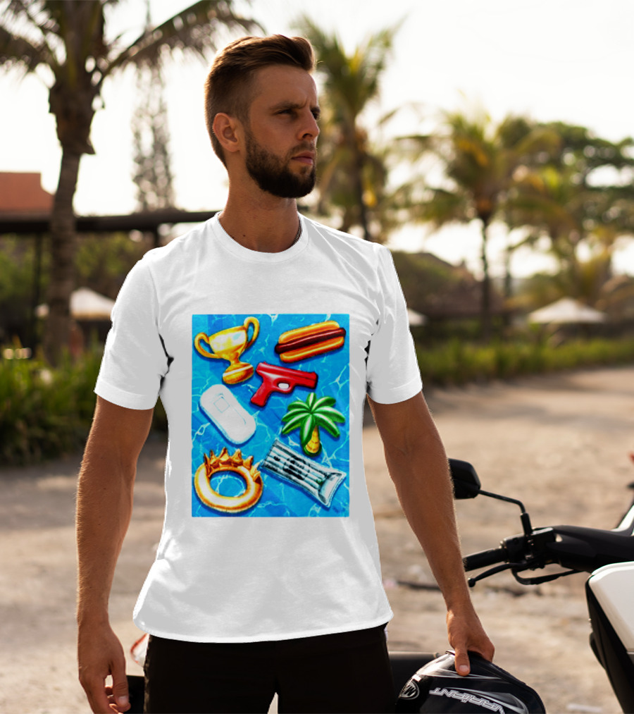 The Wynwood Walls Shop Store Leon Keer Trophy Hotdog Palm Gun Newspaper Seven Sins T-Shirt