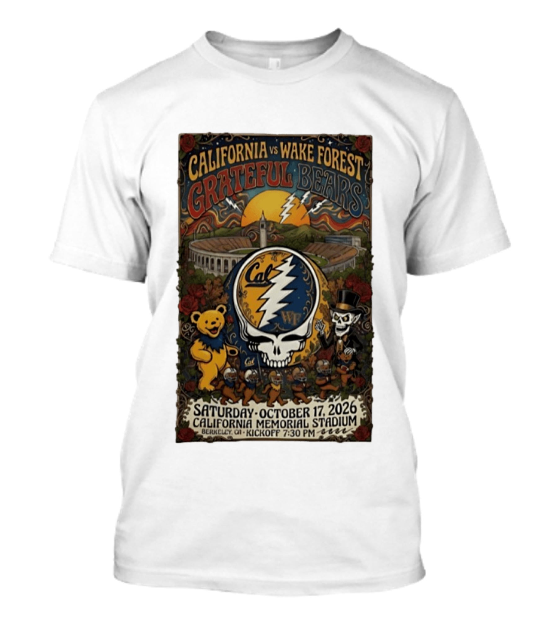 California Vs Wake Forest Grateful Bears October 17 2026 California Memorial Stadium Berkeley Kickoff 7:30 PM T-Shirt