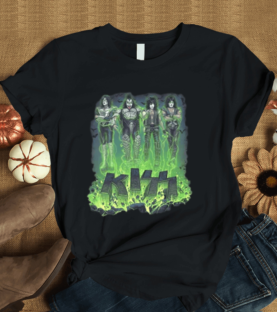 Kiss 2026 Limited Edition Halloween Bats Conjuring Green T-Shirt