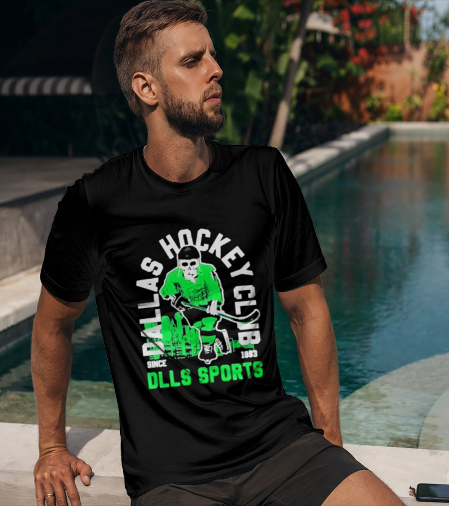 Dallas Hockey Club Since 1993 Dlls Sports Green Hockey Player T-Shirt