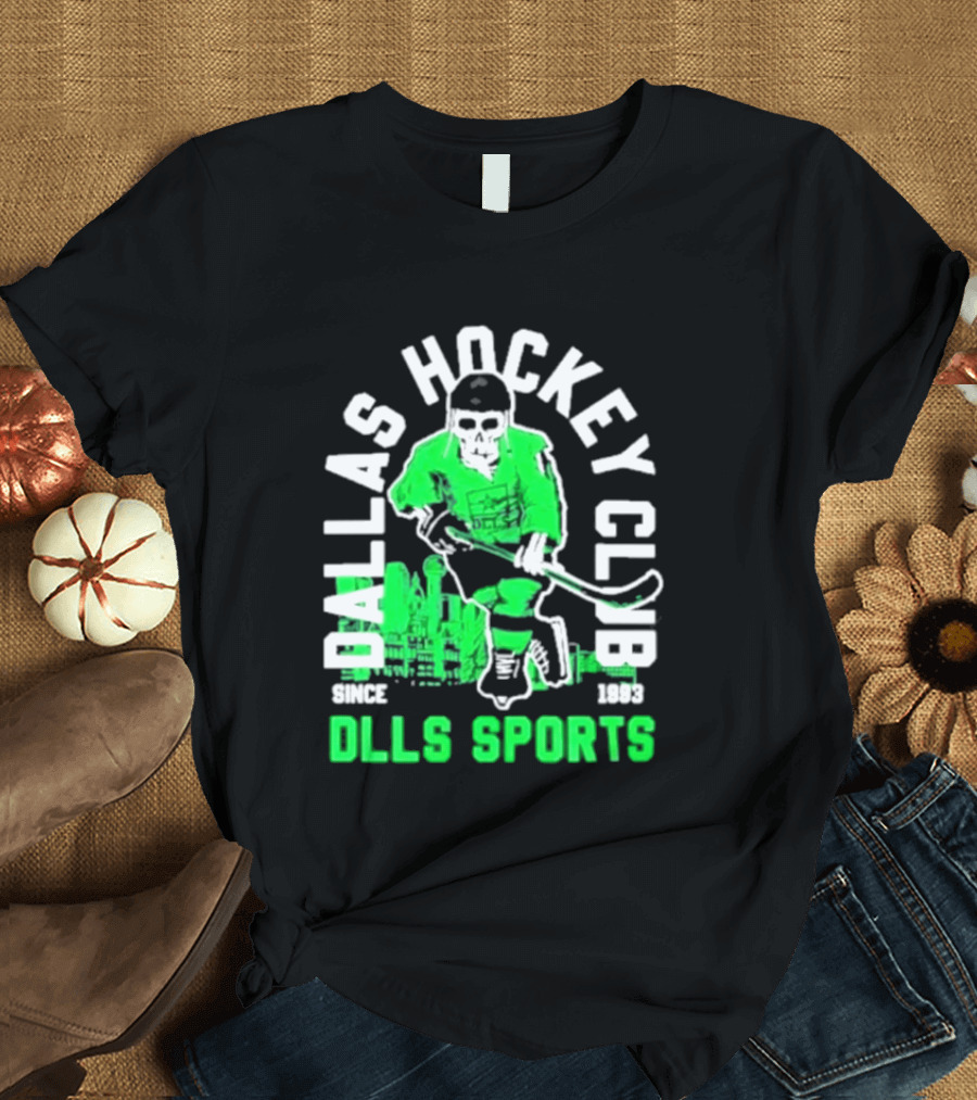Dallas Hockey Club Since 1993 Dlls Sports Green Hockey Player T-Shirt