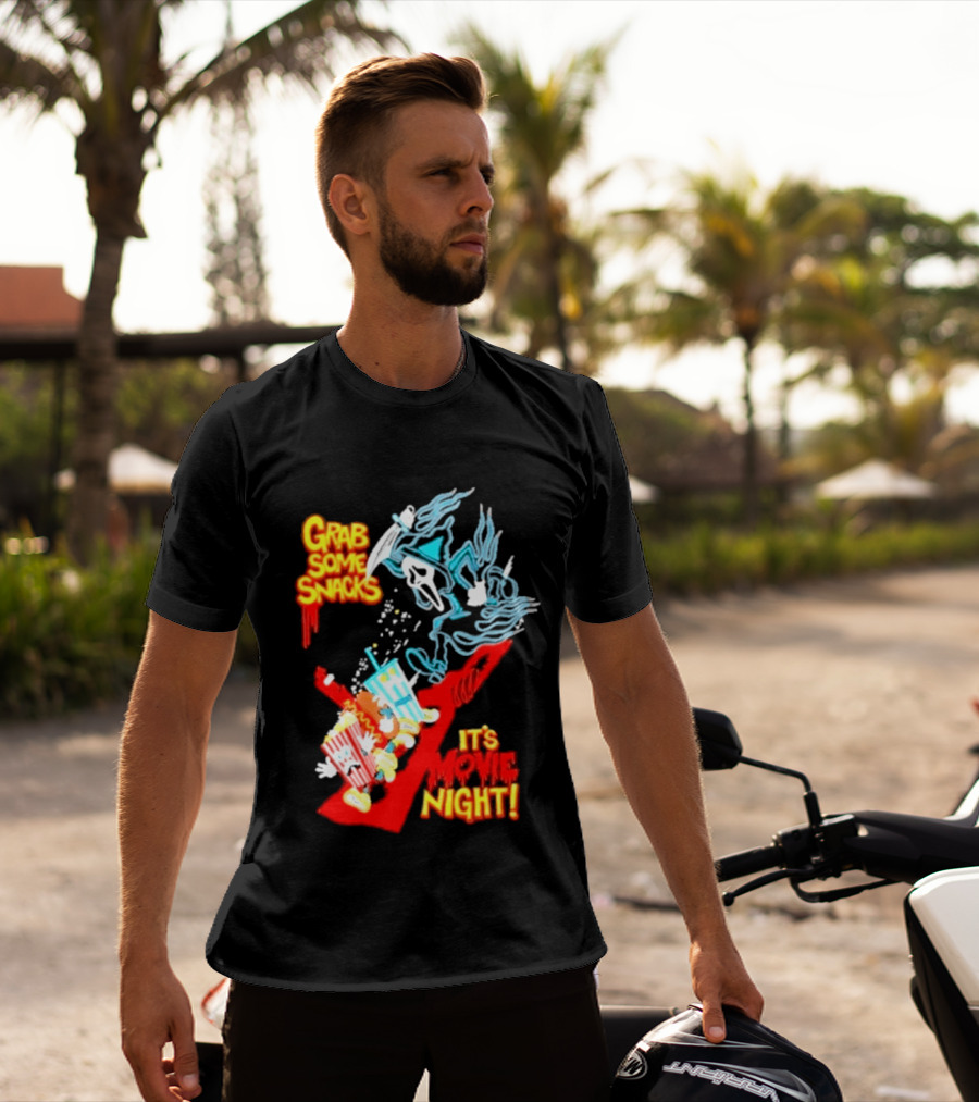 Grab Some Snacks Ghostface It's Movie Night Scream Halloween 2026 T-Shirt