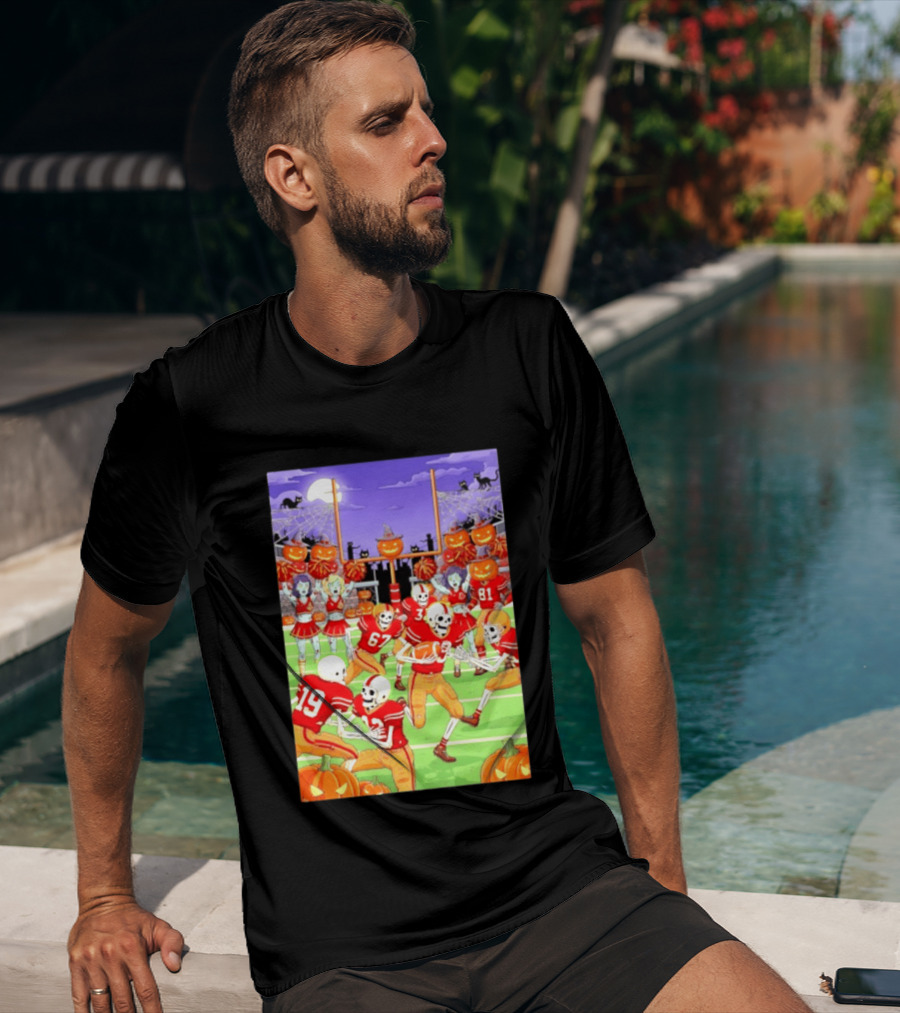 San Francisco 49ers Skeleton Zombie Halloween Football 2026 T-Shirt