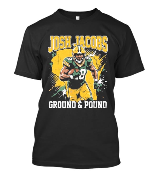 Josh Jacobs Ground & Pound Running Back Art Green And Gold Player T-Shirt