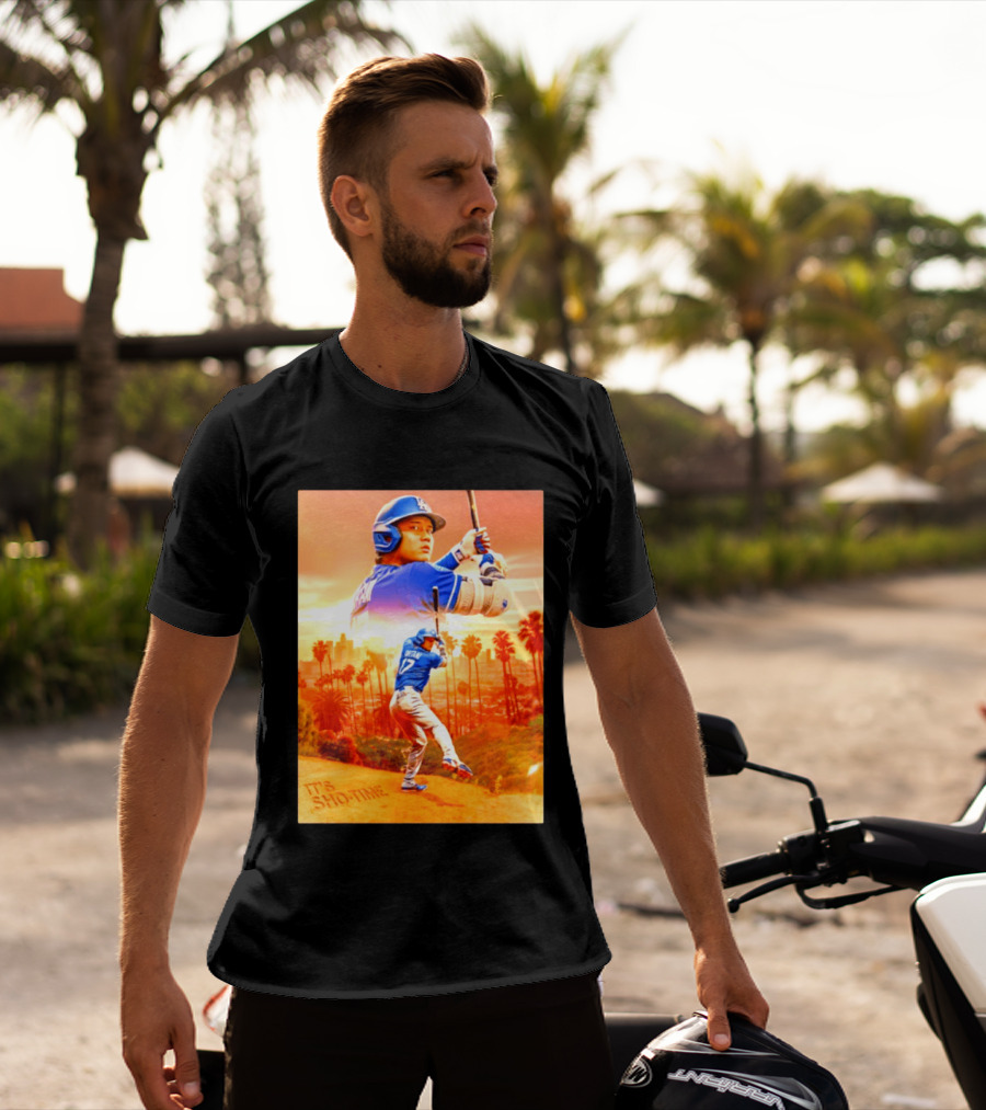 Shohei Ohtani Los Angeles Dodgers MLB It's Show Time Skyline Baseball Player T-Shirt