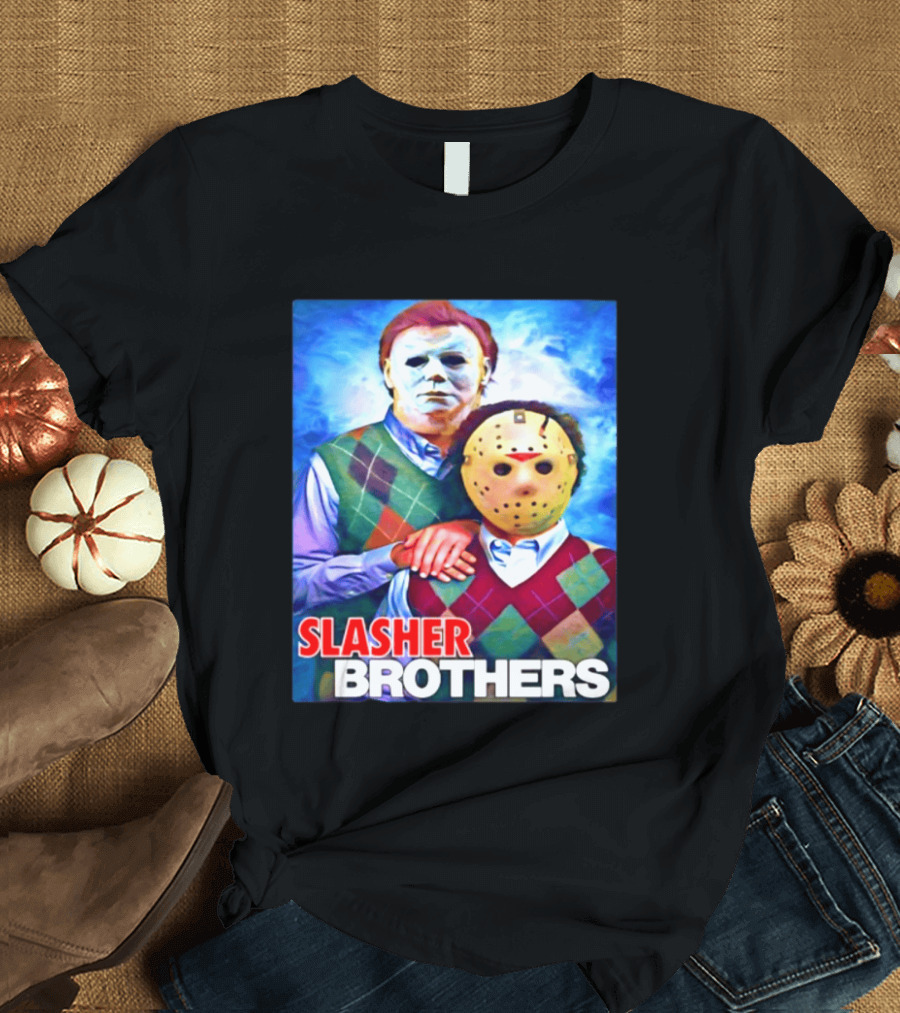 Slasher Brothers Michael Myers Jason Voorhees Halloween Meme 2026 T-Shirt
