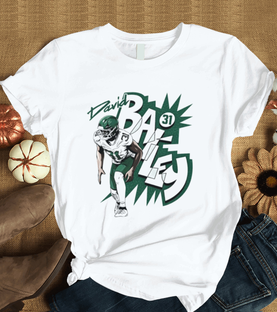 David Bailey 31 New York Jets Football Player Comic T-Shirt
