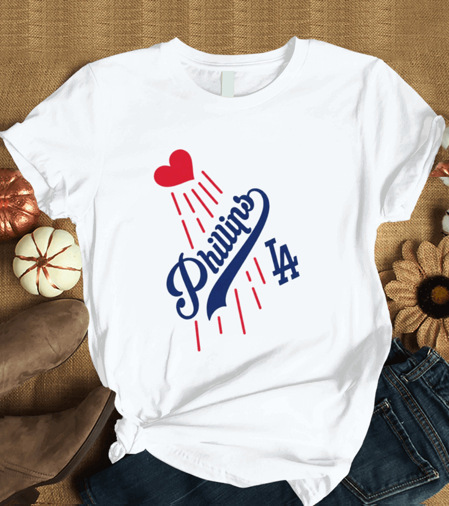 Phillies LA Love Heart Dodgers 14 T-Shirt
