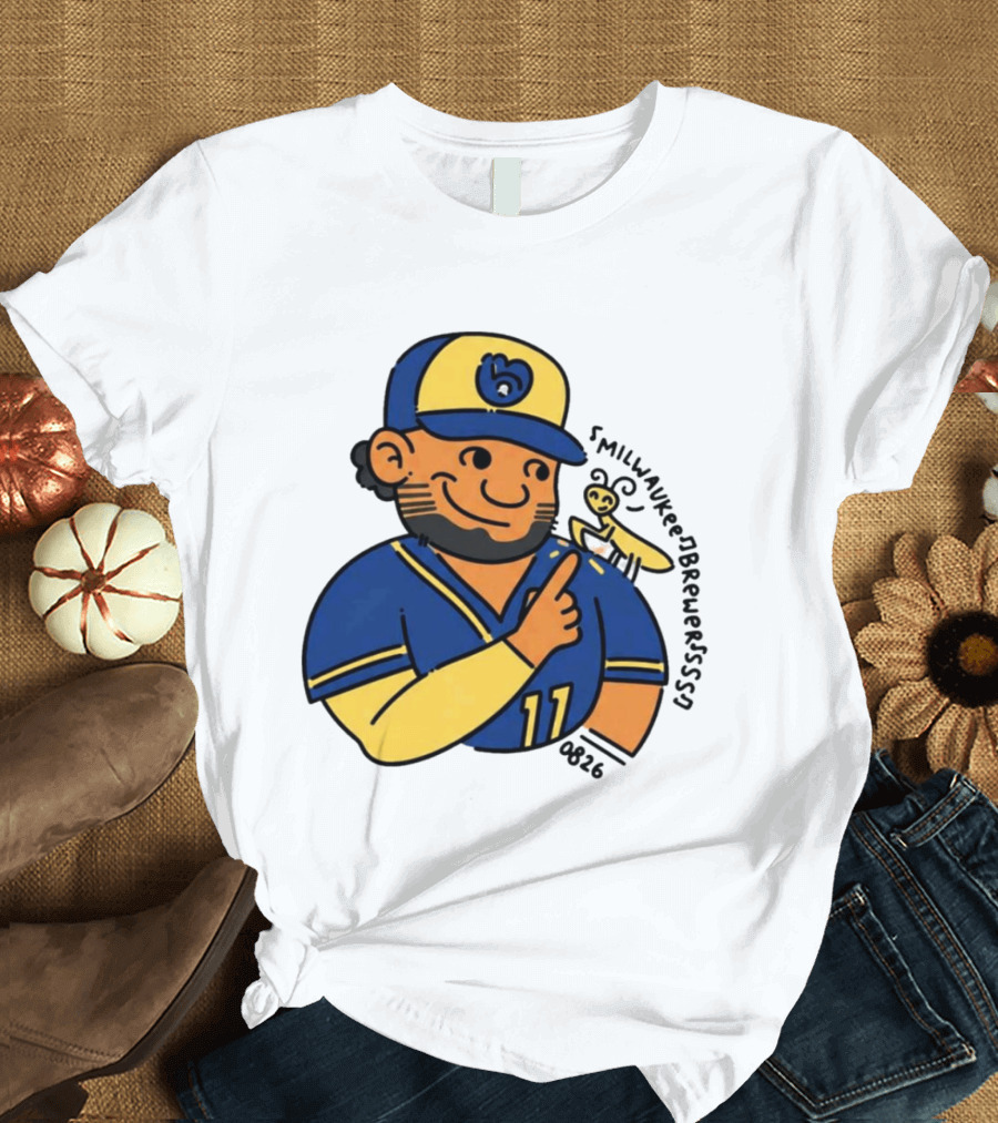 Jackson Chourio 11 Milwaukee Brewers Mantis Caricature 2026 T-Shirt
