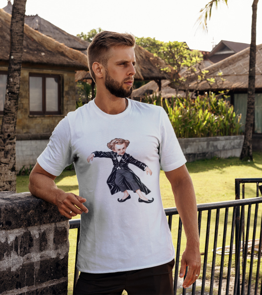 Tiptoeing Boy Black Coat Bow Tie T-Shirt