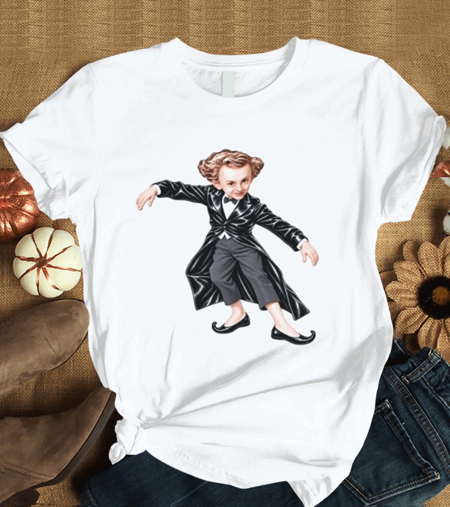 Tiptoeing Boy Black Coat Bow Tie T-Shirt