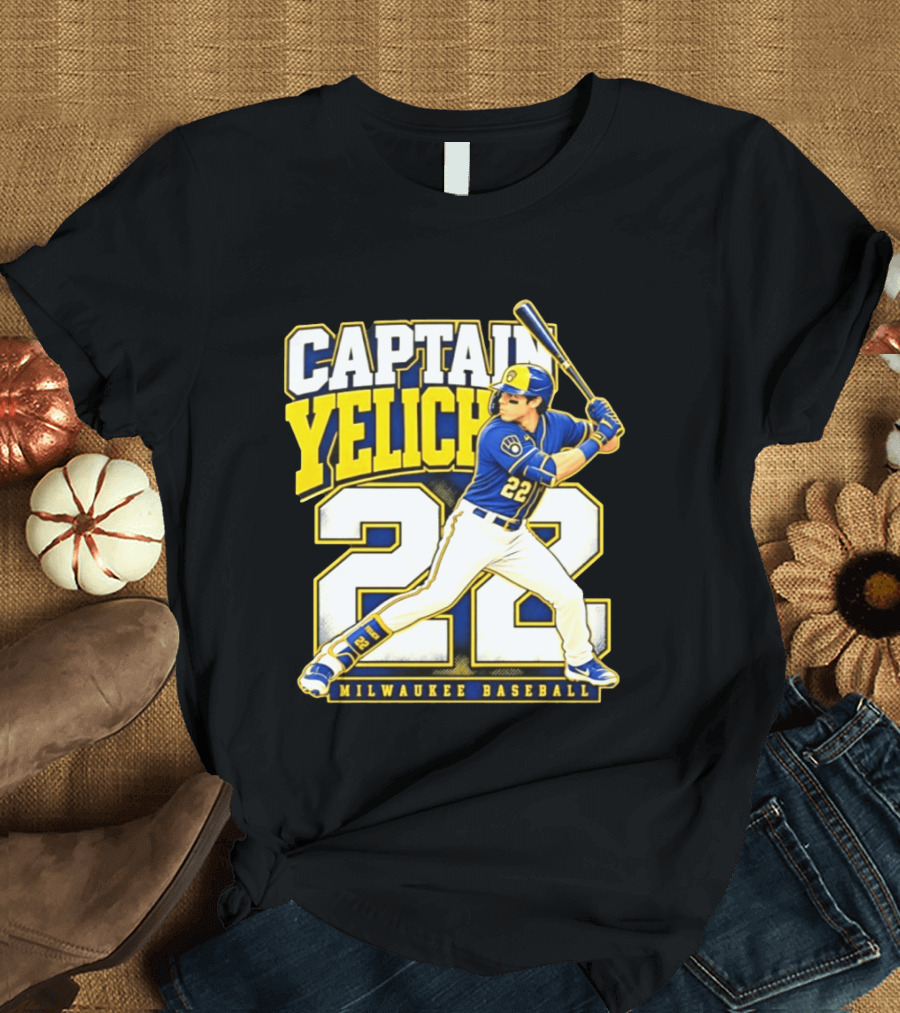 Captain Yelich 22 Milwaukee Baseball T-Shirt