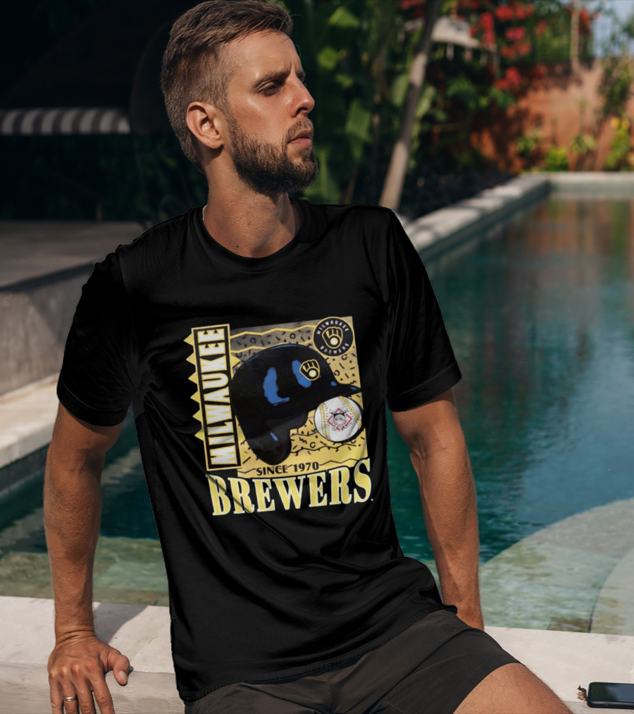 Milwaukee Brewers Baseball Helmet Since 1970 T-Shirt