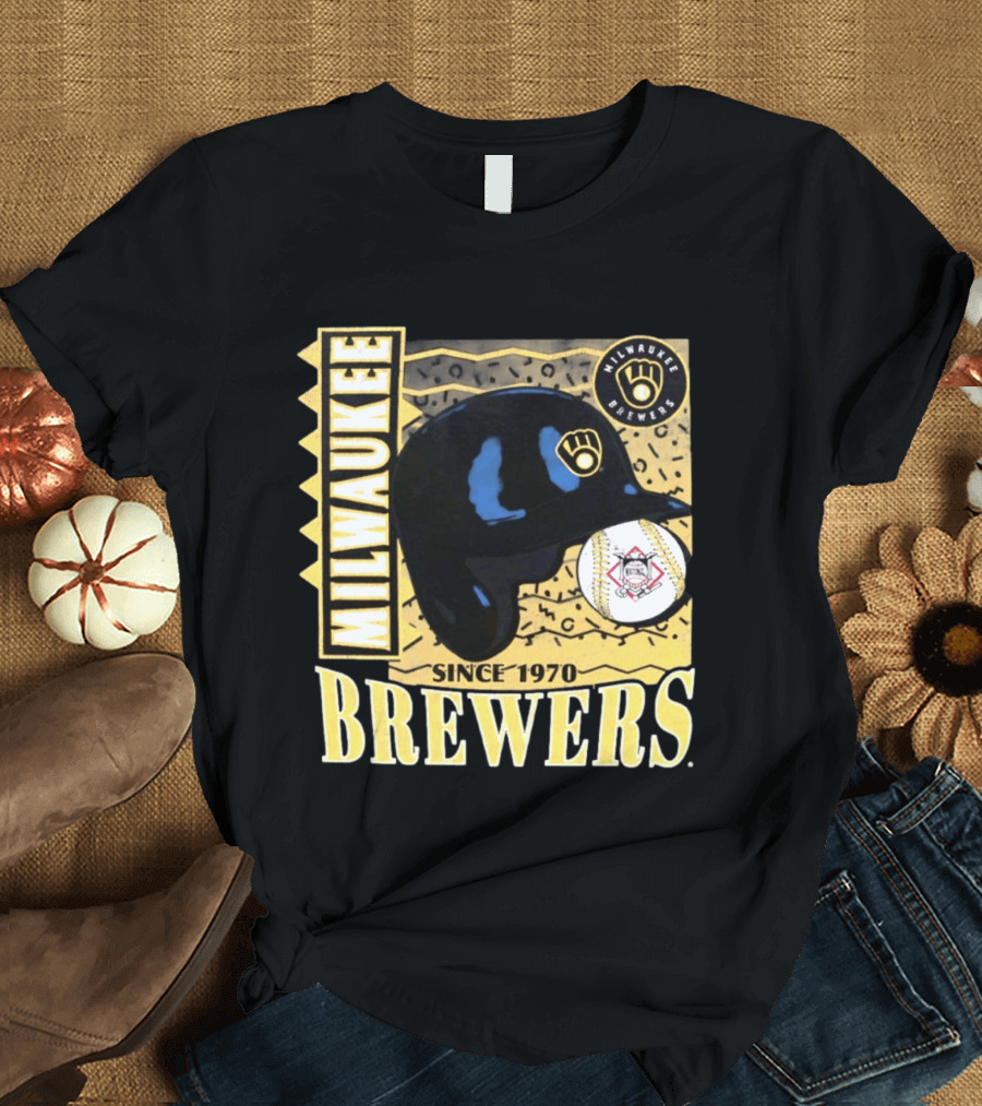 Milwaukee Brewers Baseball Helmet Since 1970 T-Shirt