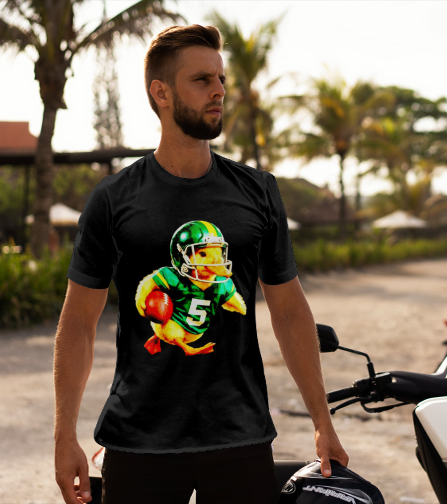 Oregon Ducks Football Duck Wearing Helmet And Jersey Number 5 T-Shirt