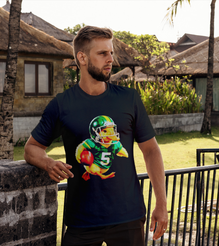 Oregon Ducks Football Duck Wearing Helmet And Jersey Number 5 T-Shirt