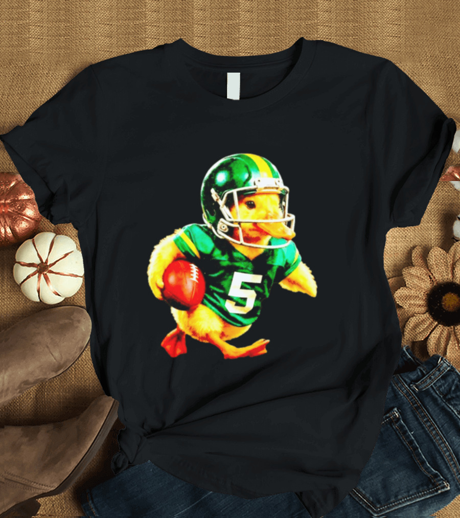 Oregon Ducks Football Duck Wearing Helmet And Jersey Number 5 T-Shirt